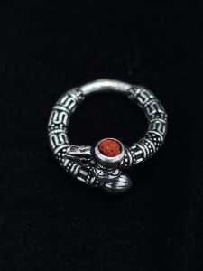 Fabulous High Quality Qxidised Damru Trishul Ring
