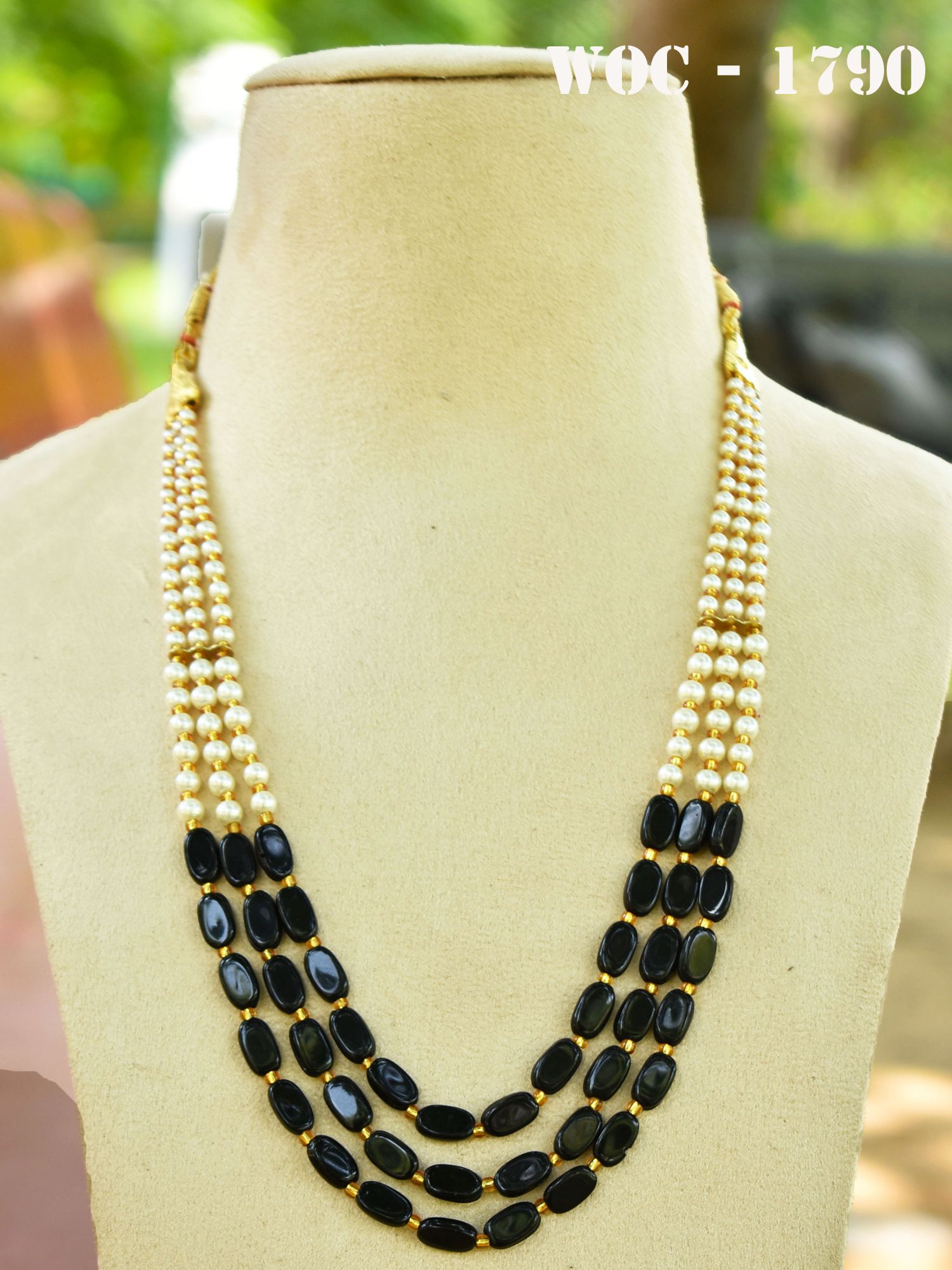 Catchy & Beautiful  Three Layer Beads And Pearl Mala