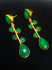 Gorgeous Matt Golden Jaipuri Handmade Stone Earrings