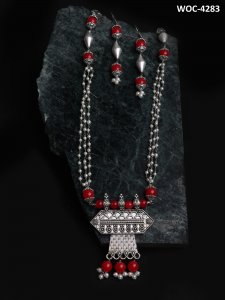 Oxidised Chain Long Necklace Set