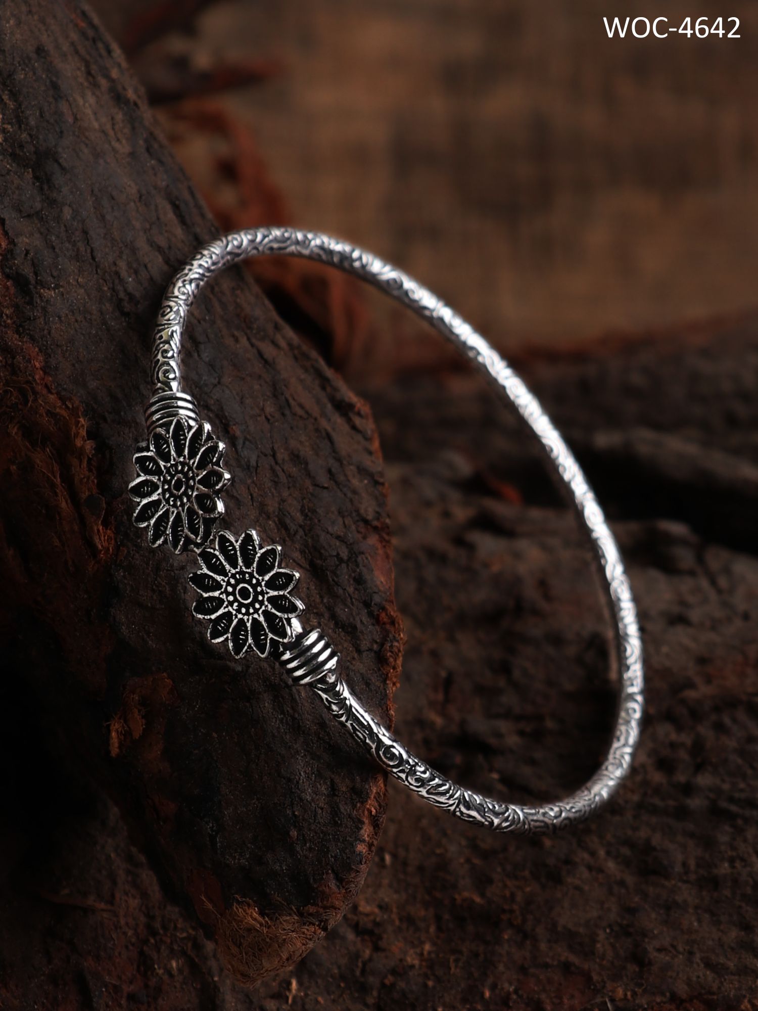 Oxidised Sunflower  bracelet/kada