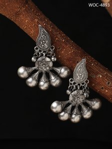 Silver lookalike brass earrings