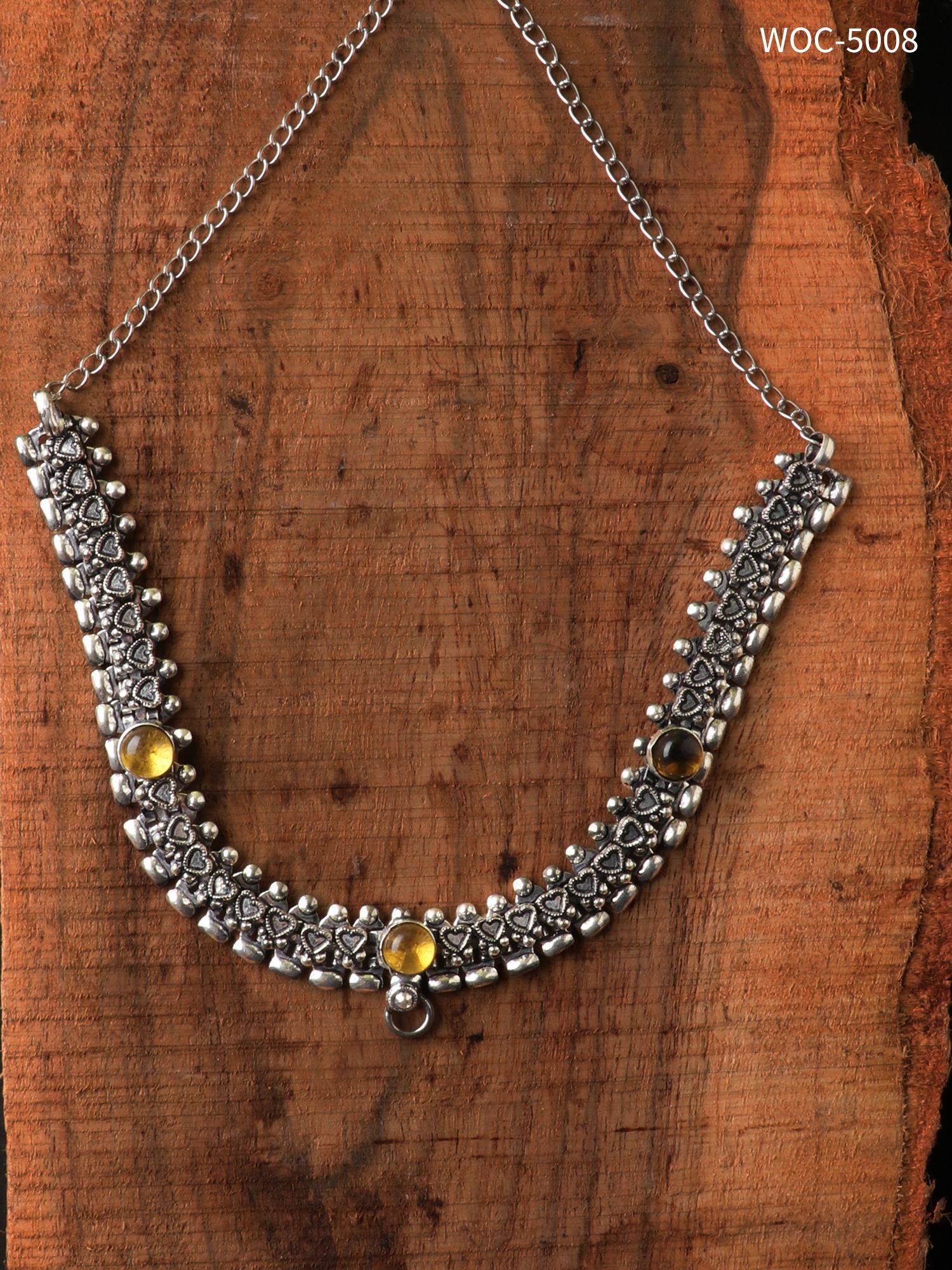 Oxidised stone necklace