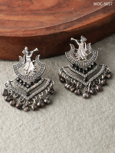 Silver lookalike baaraat ghungroo earrings