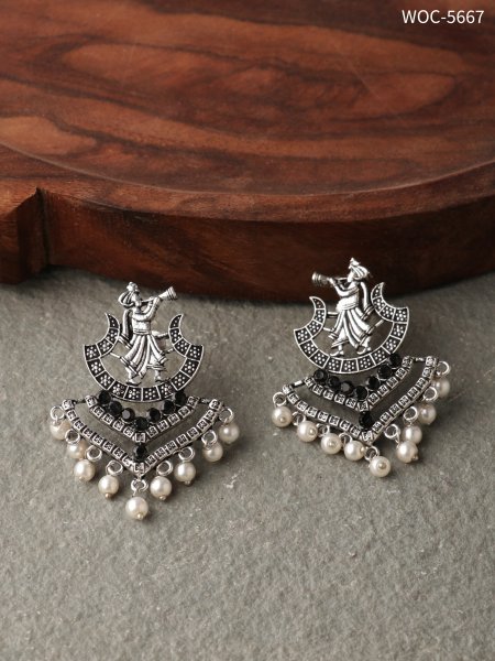 Silver lookalike baarat earrings