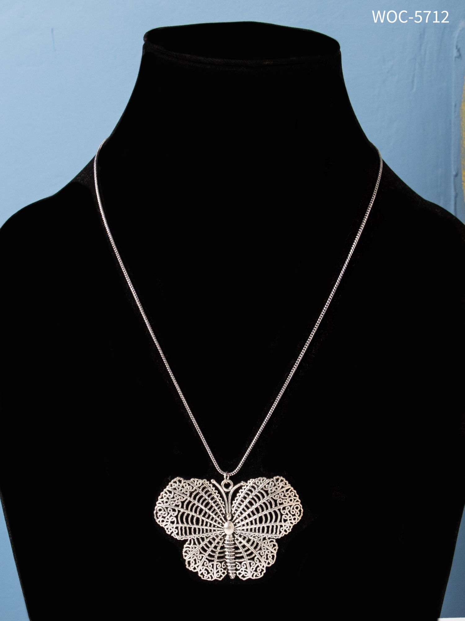 Oxidised butterfly chain pendant